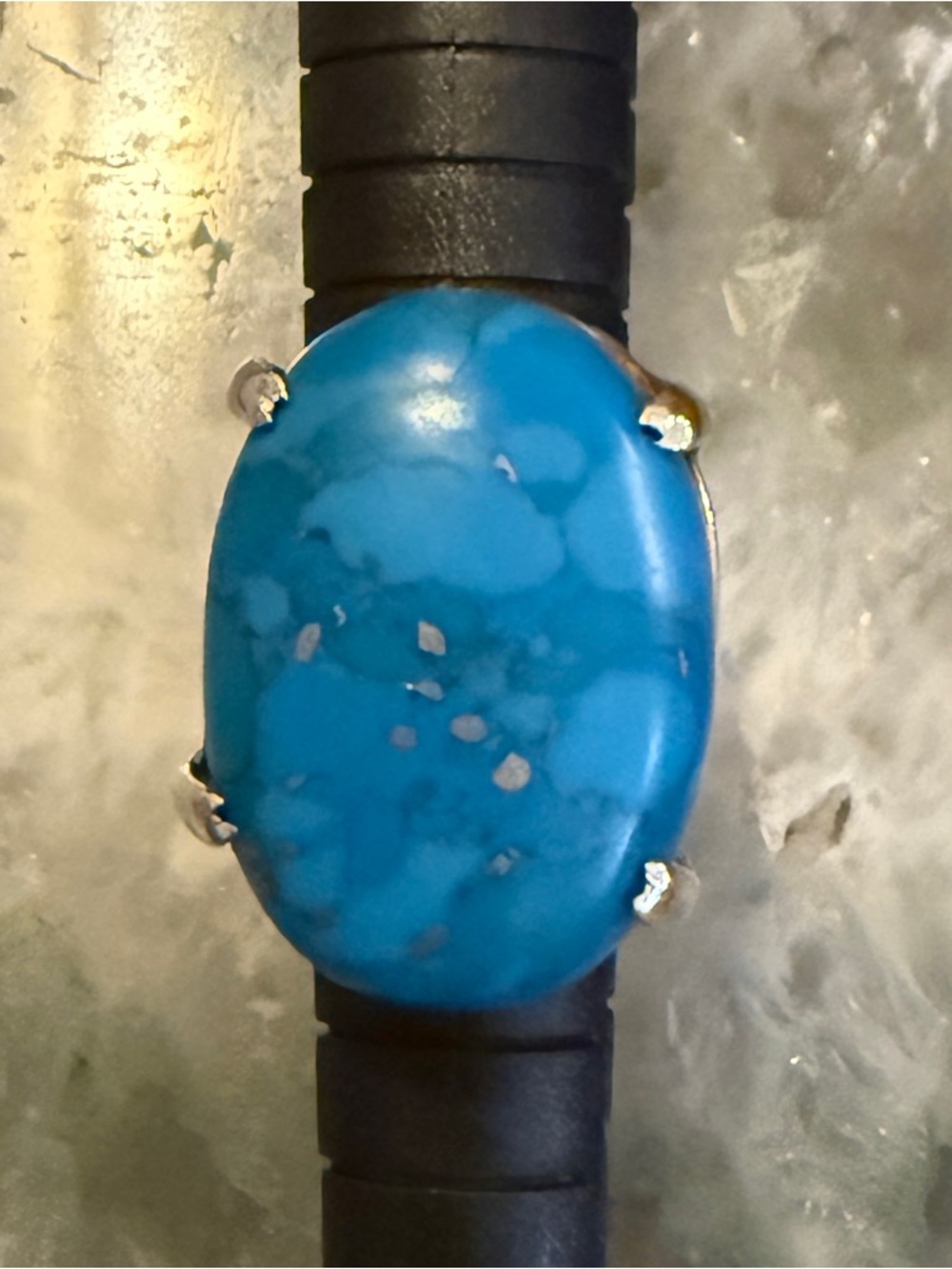Mojave Blue Turquoise Ring in Sterling Silver 925 Size 6.5-7